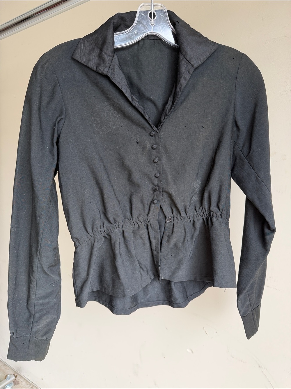 Antique 1900’s Black Button-Front Peplum Women's Top